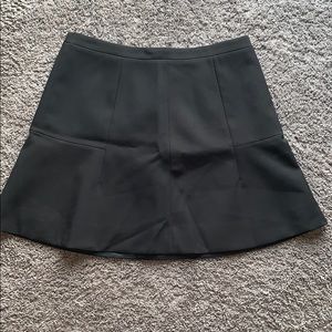 J. Crew black mini flare skirt.